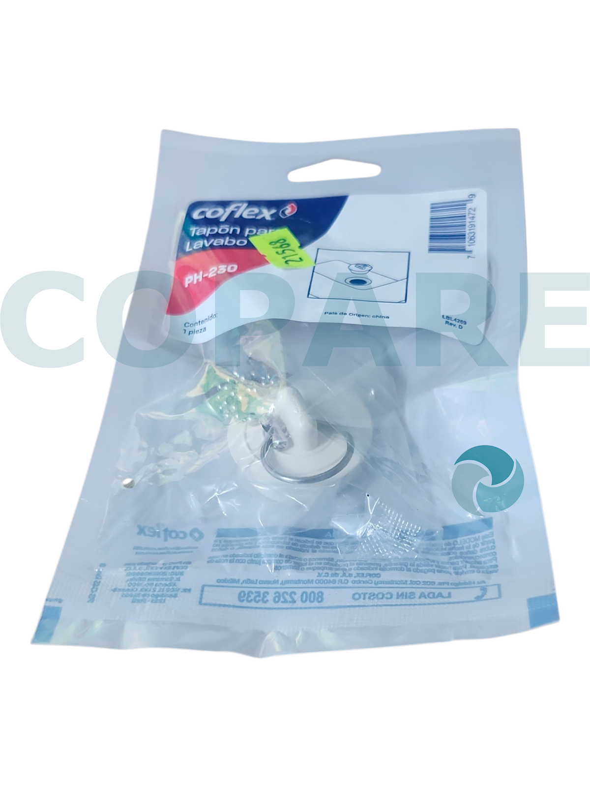 TAPON CON CADENA COFLEX PH-230 PARA LAVABO