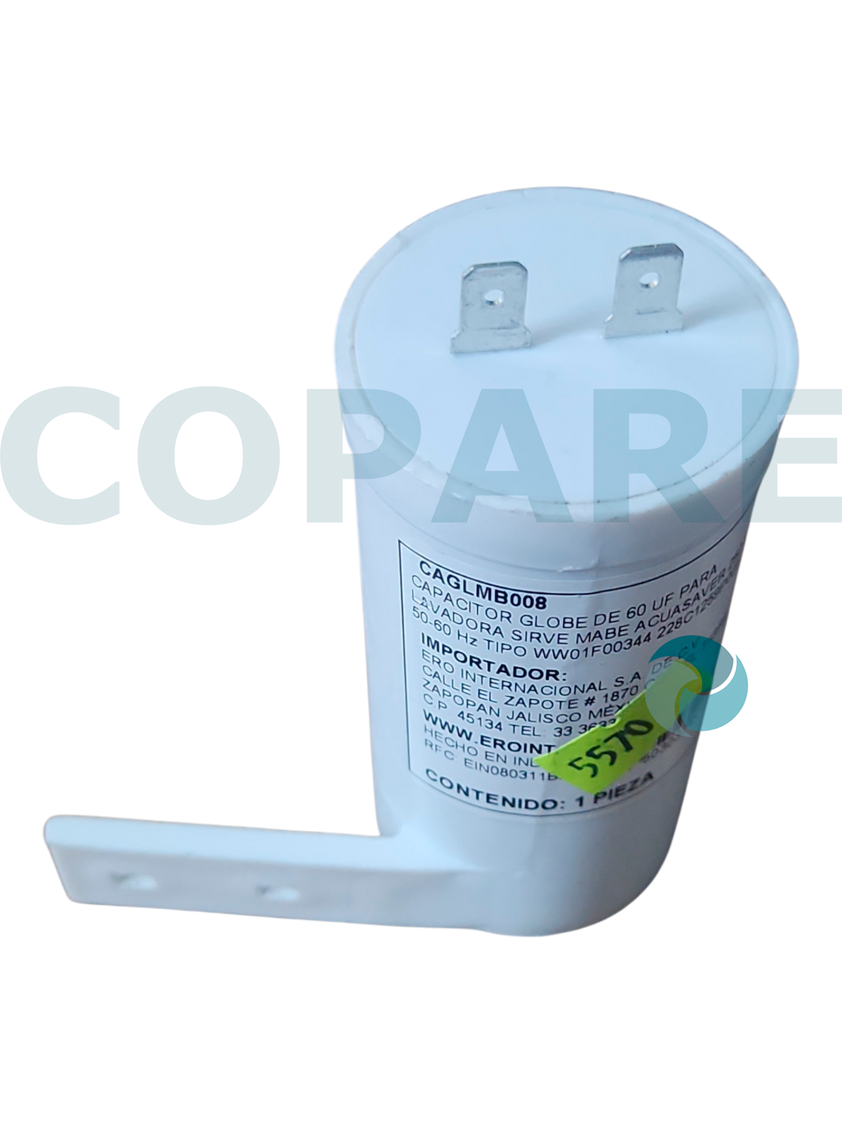 CAPACITOR 60 MFD PARA LAVADORA MABE SIRVE WW01F00344