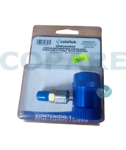 ADAPTADOR RAPIDO ANGULADO R1234YF AZUL BAJA CPAUAN005