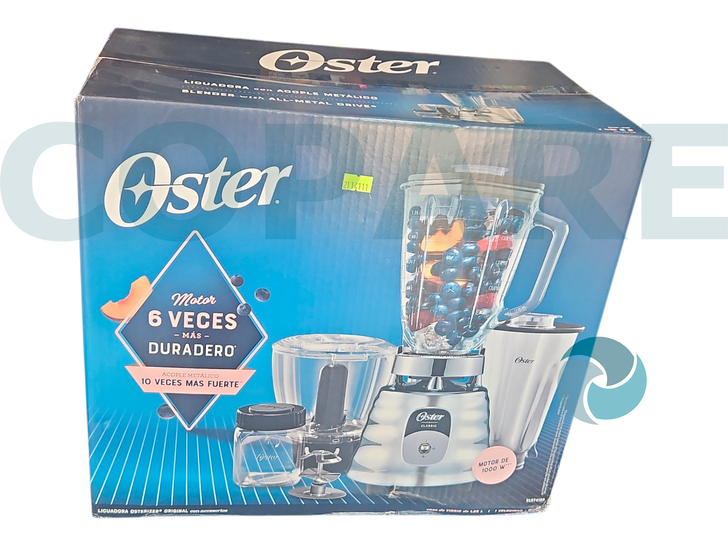 LICUADORA CLASICA OSTER CON INTERRUPTOR DE PALANCA Y ACCESORIOS (ACABADO CROMO)