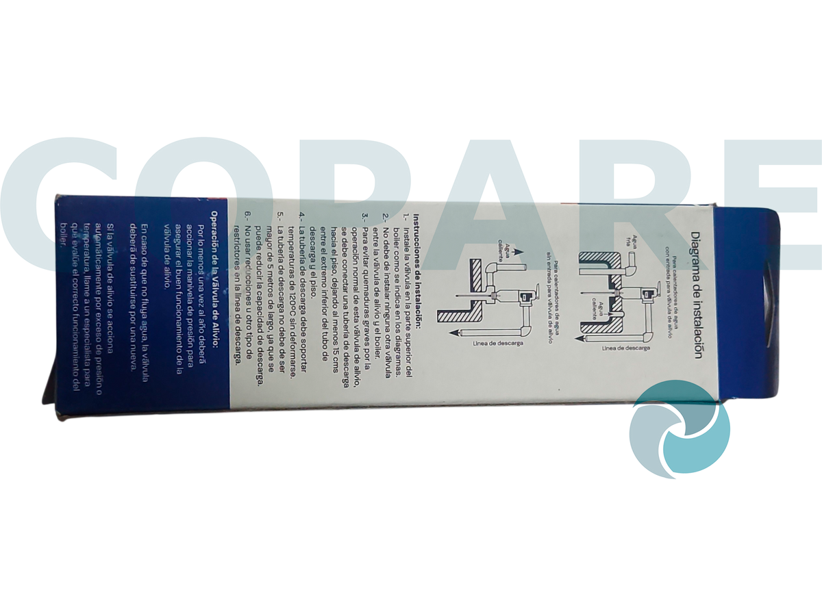 VALVULA DE ALIVIO 3/4" PARA BOILER CON ENTRADA PROFUNDA IP-802C