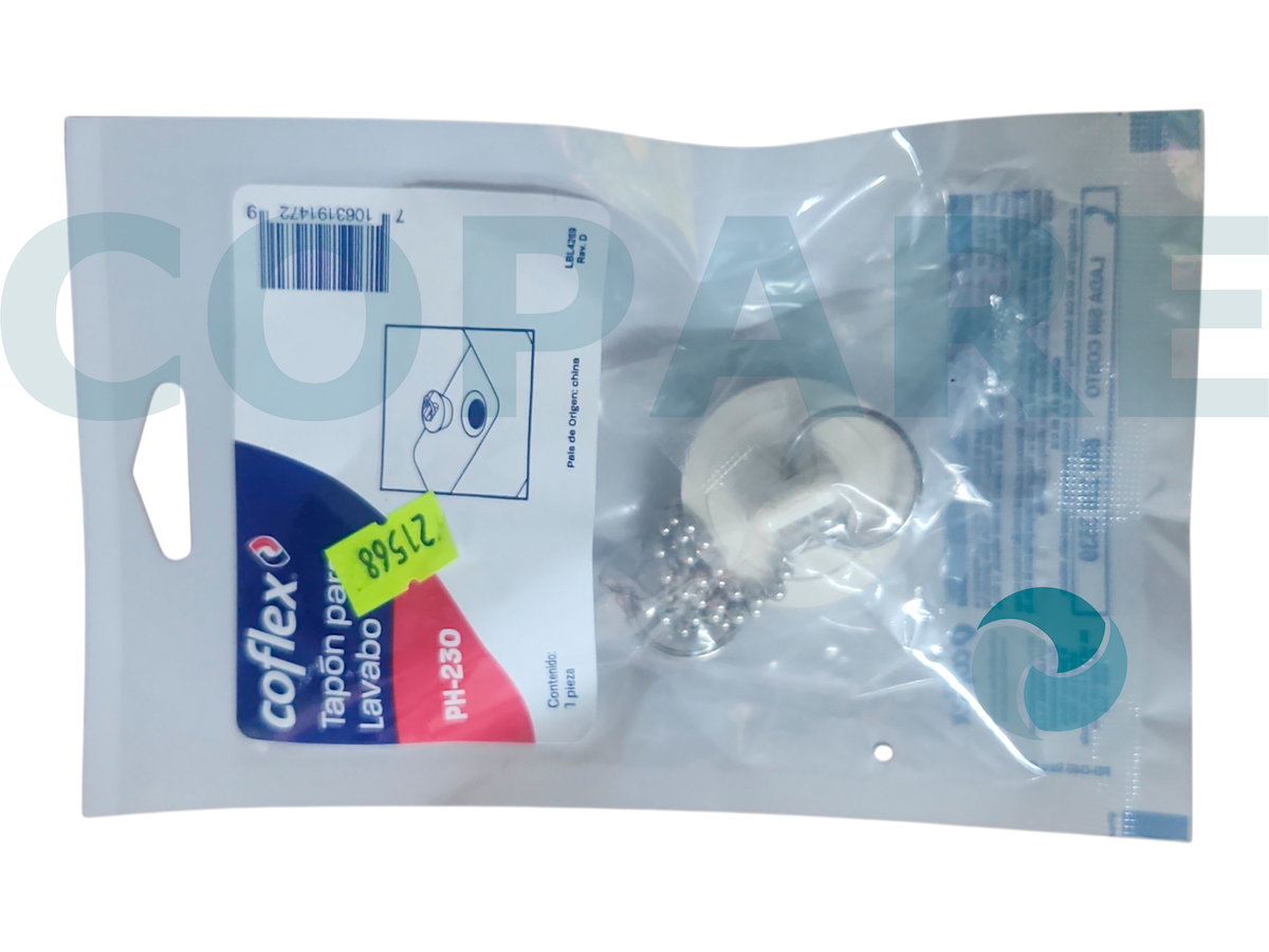 TAPON CON CADENA COFLEX PH-230 PARA LAVABO