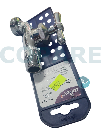 LLAVE COFLEX IP-714 1/2 X 3/4 LATON CROMADO PARA LAVANDERIA