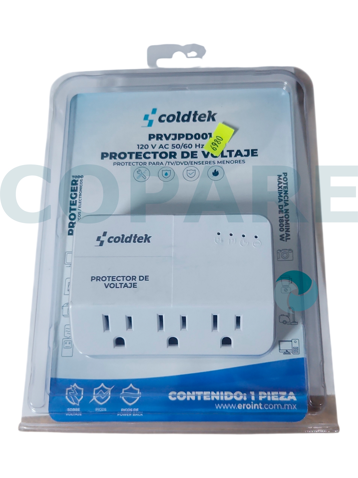 PROTECTOR DE VOLTAJE 3 ENCHUFES COLDTEK PRVJPD001