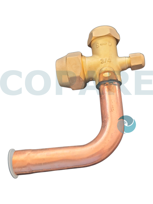 VALVULA DE SERVICIO COLDTEX PARA MINISPLIT CURVA 3/4 3 VIAS VVMNCU034