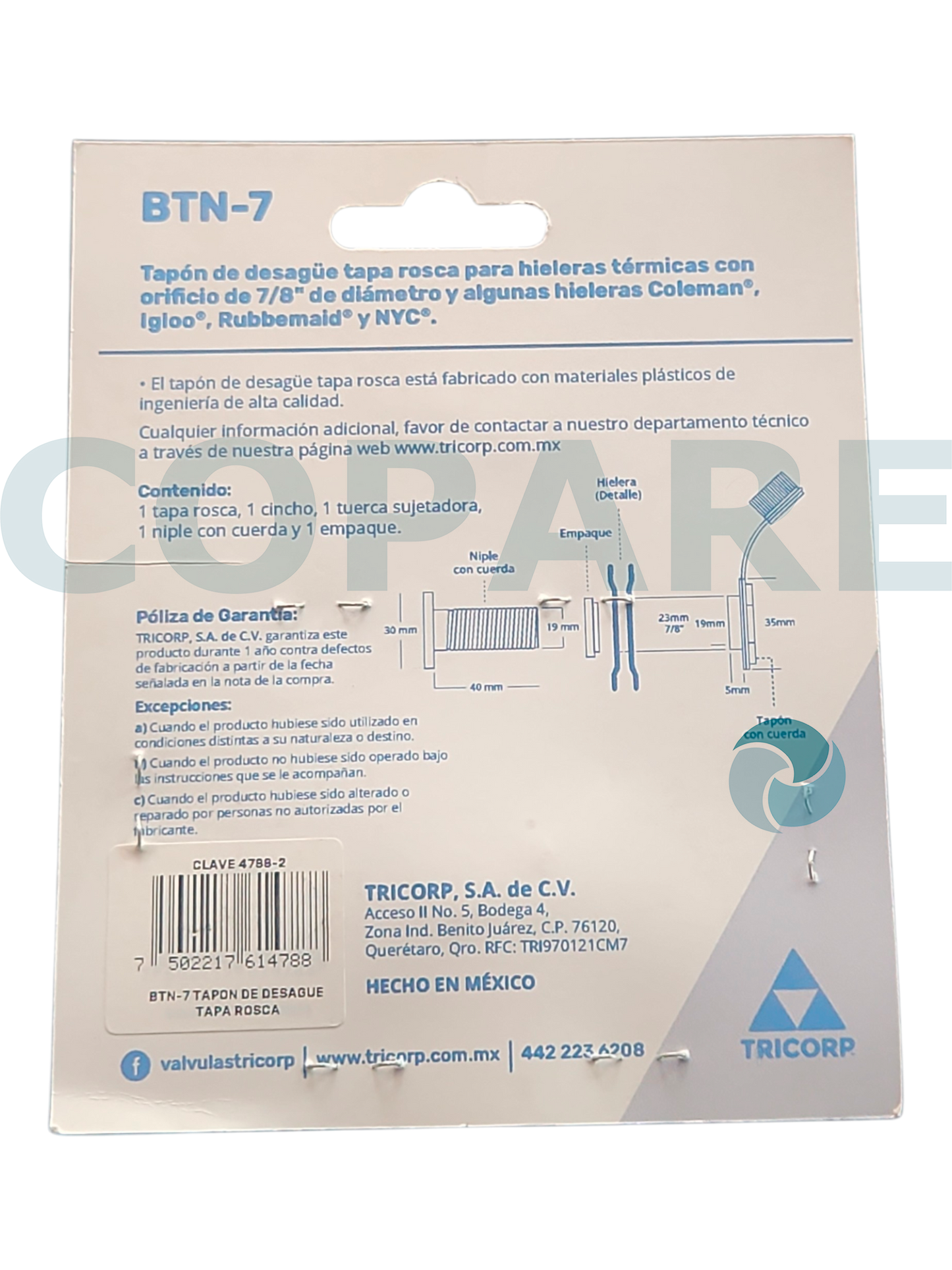 TAPON DE DESAGUE TAPA ROSCA 4788-2