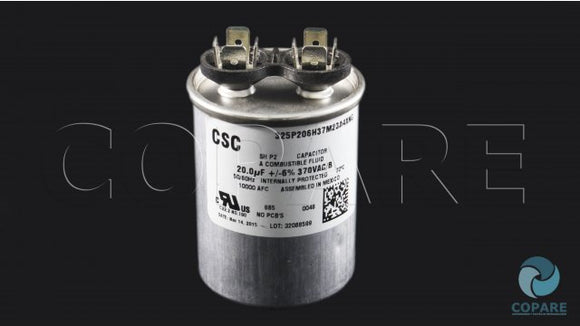 CAPACITOR 20 MFD 370 V.