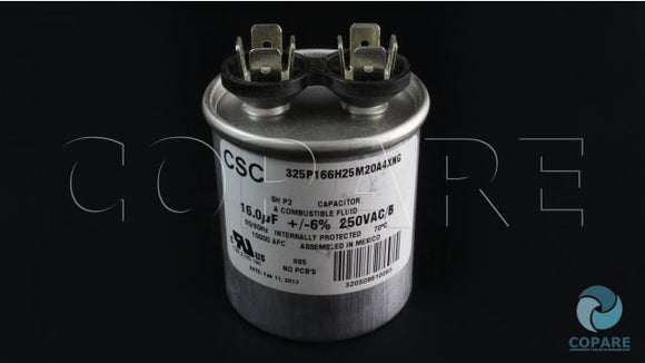 CAPACITOR 16 MFD 250 VCA